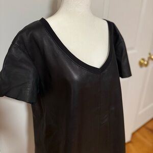 Elizabeth and James Genuine Leather Short Sleeve Top Black Size L